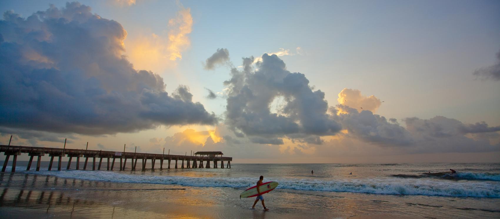 Surfing at the Tybee Pier & Pavilion on Tybee Island