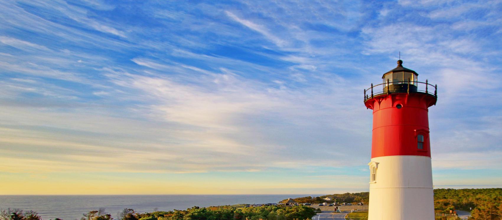 The Nauset Light at the Cape Cod National Seashore near Eastham