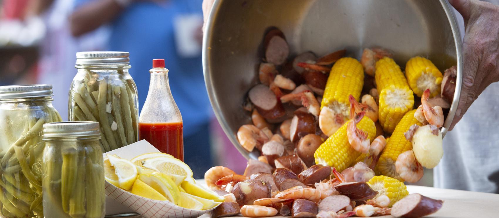A classic Lowcountry boil during the Bluffton Arts and Seafood Festival A classic Lowcountry boil during the Bluffton Arts and Seafood Festival
