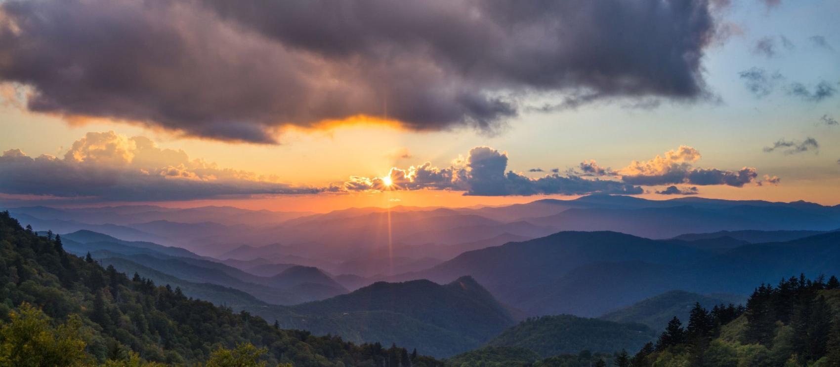 Sunset from Woolyback Overlook along the Blue Ridge Parkway
