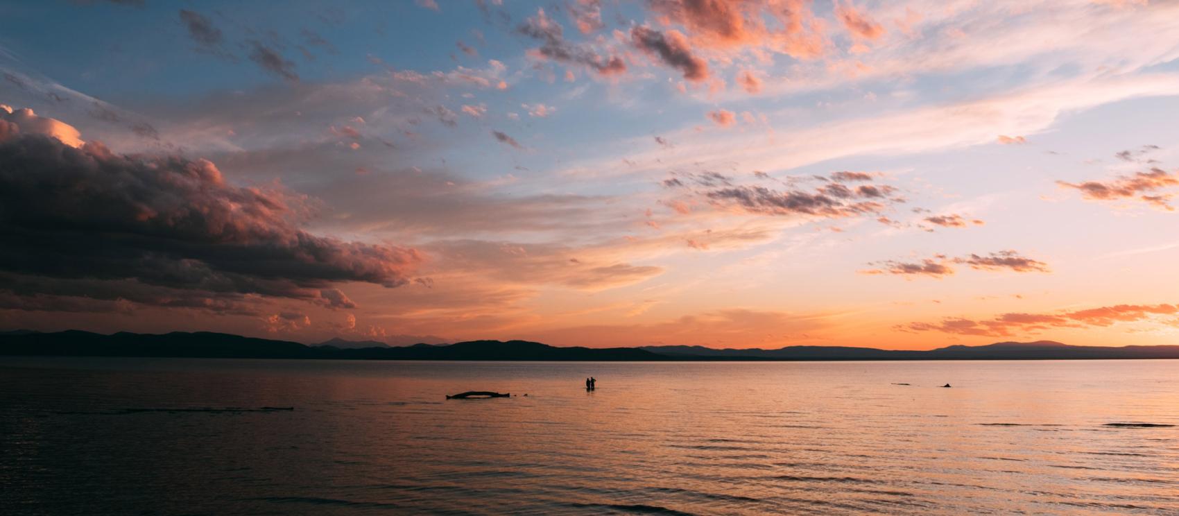 Water and mountain vistas from Lake Champlain in Burlington, the state’s largest city