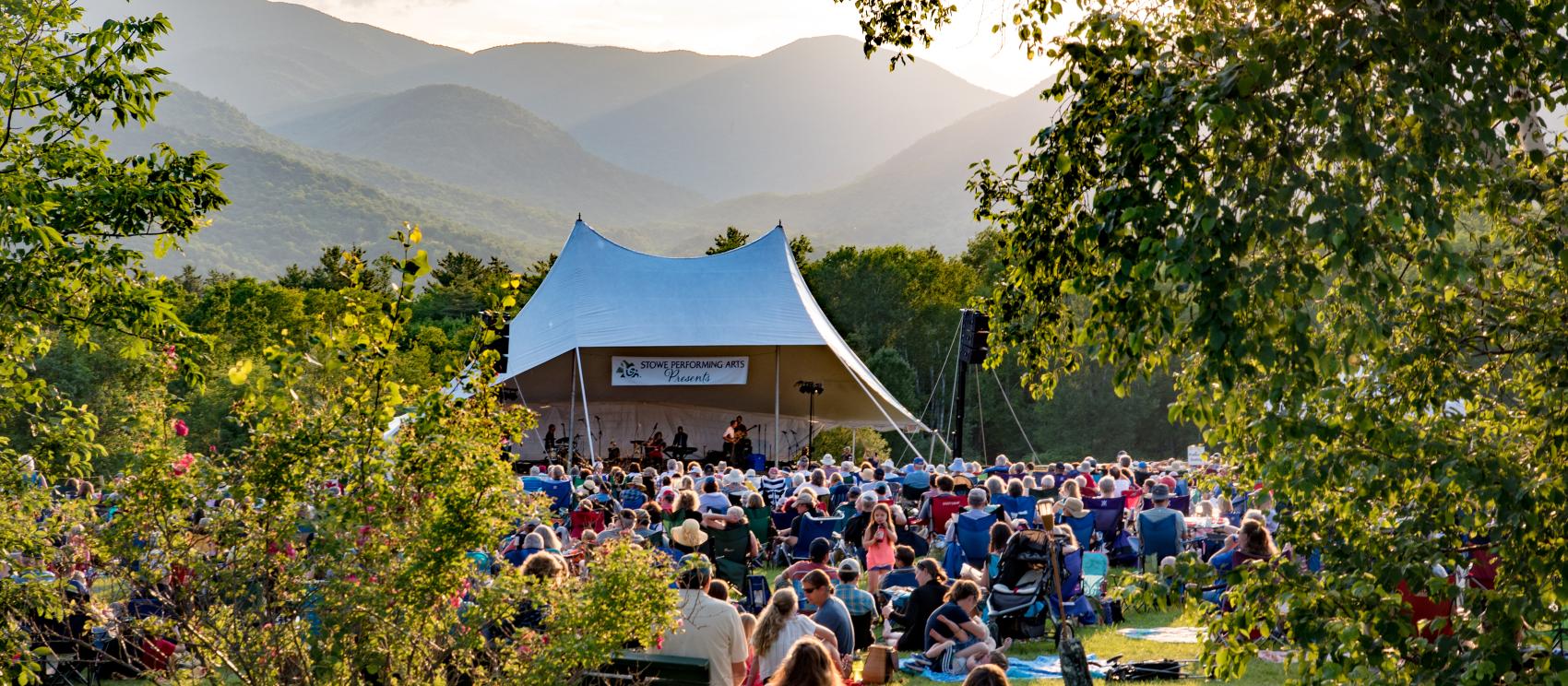 A summertime concert accented by the mountains of Stowe