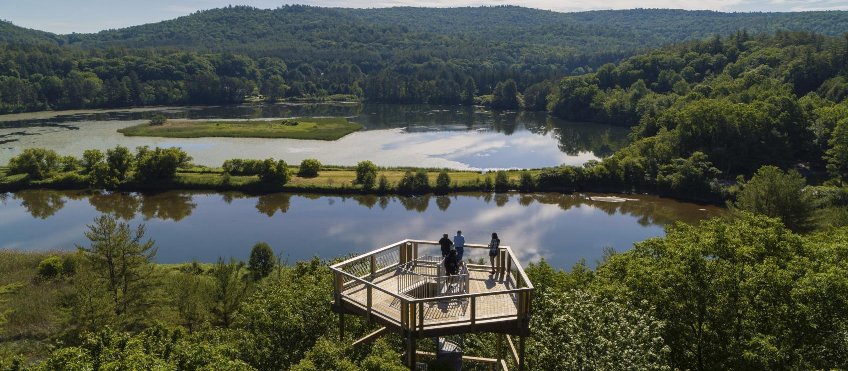 Overlooking the Ottauquechee River from 20 meters at Vermont Institute of Natural Science