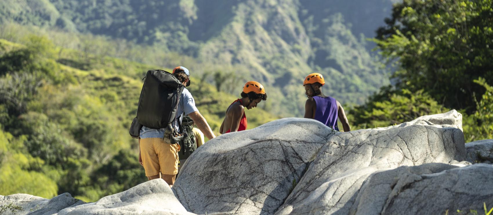 Hiking through the mountains
