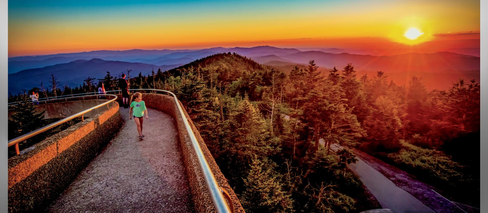 A colorful sunset at Great Smoky Mountains National Park near Gatlinburg