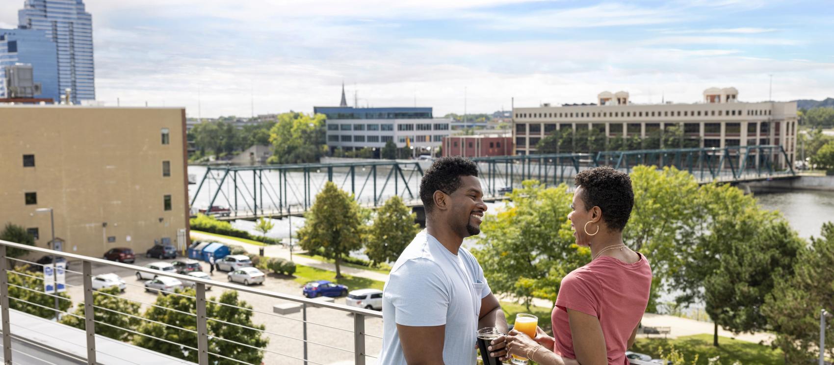 Enjoying a rooftop brew at City Built Brewing in Grand Rapids