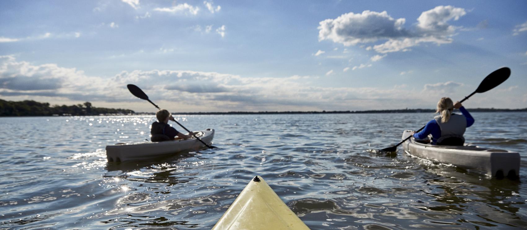 A beautiful day to kayak on Clear Lake in North Iowa