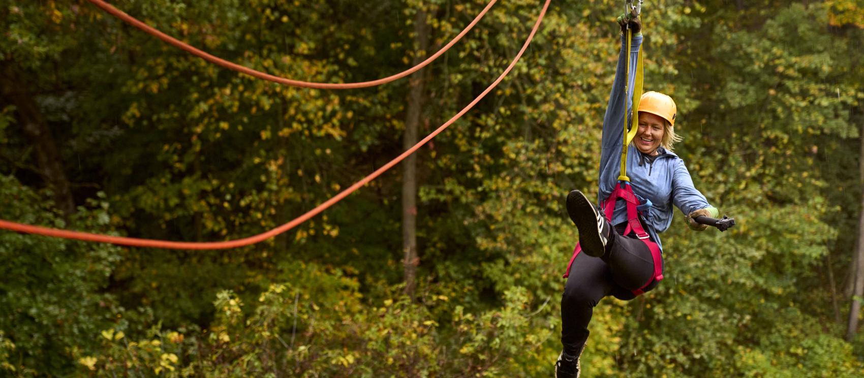 Ziplining over the Union Park valley near Dubuque    