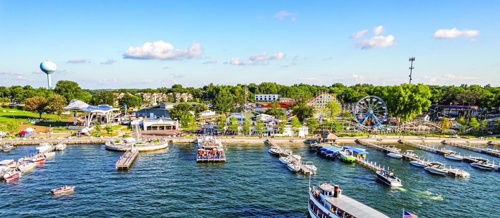 Arnolds Park Amusement Park overlooks Lake Okoboji, a paradise for water recreation