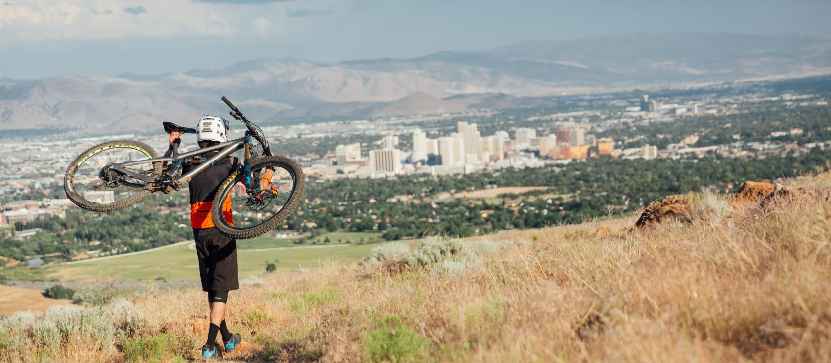 Overlooking the city of Reno from a cycling trail on Peavine Mountain Overlooking the city of Reno from a cycling trail on Peavine Mountain