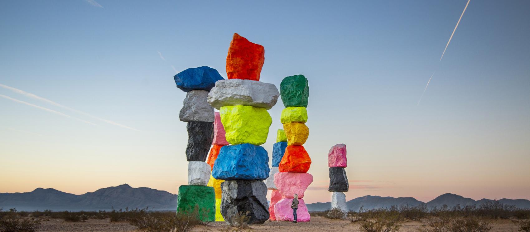 Art installation Seven Magic Mountains brings color to the Ivanpah Valley just outside Las Vegas Art installation Seven Magic Mountains brings color to the Ivanpah Valley just outside Las Vegas