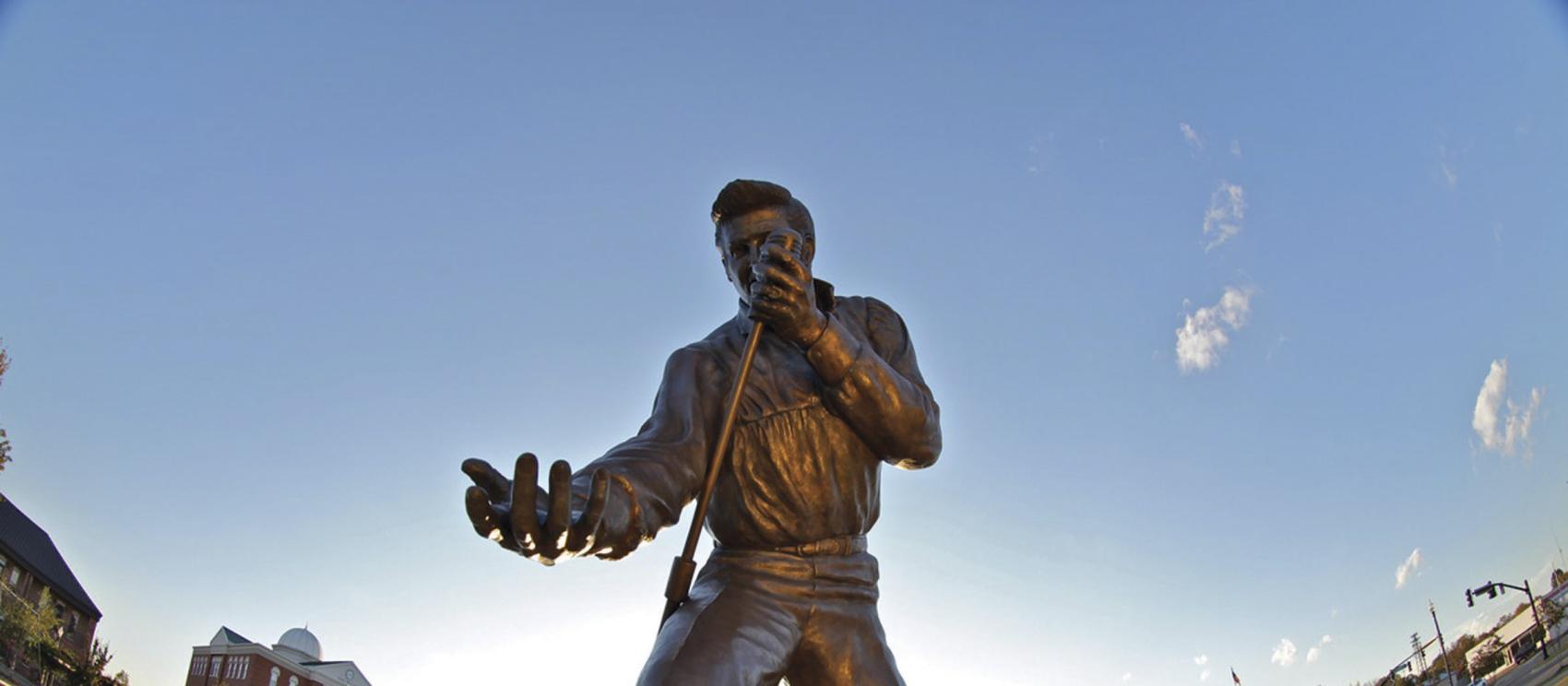 Elvis Presley's Homecoming statue by Mississippi artist Bill Beckwith, a stop on the Elvis Driving Tour in Tupelo
